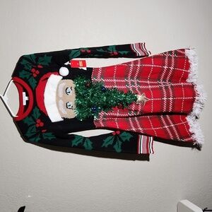 Ugly Christmas Sweater Dress Santa Beard Small New Plaid